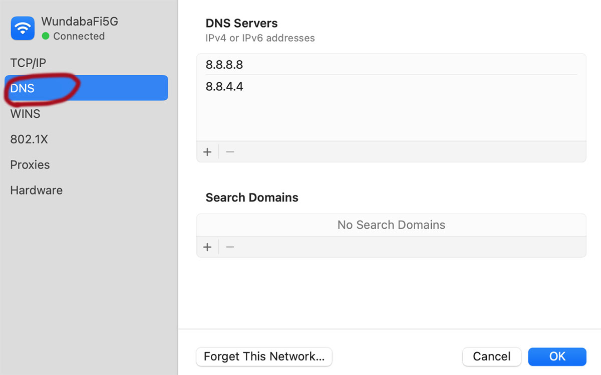 DNS macOSx